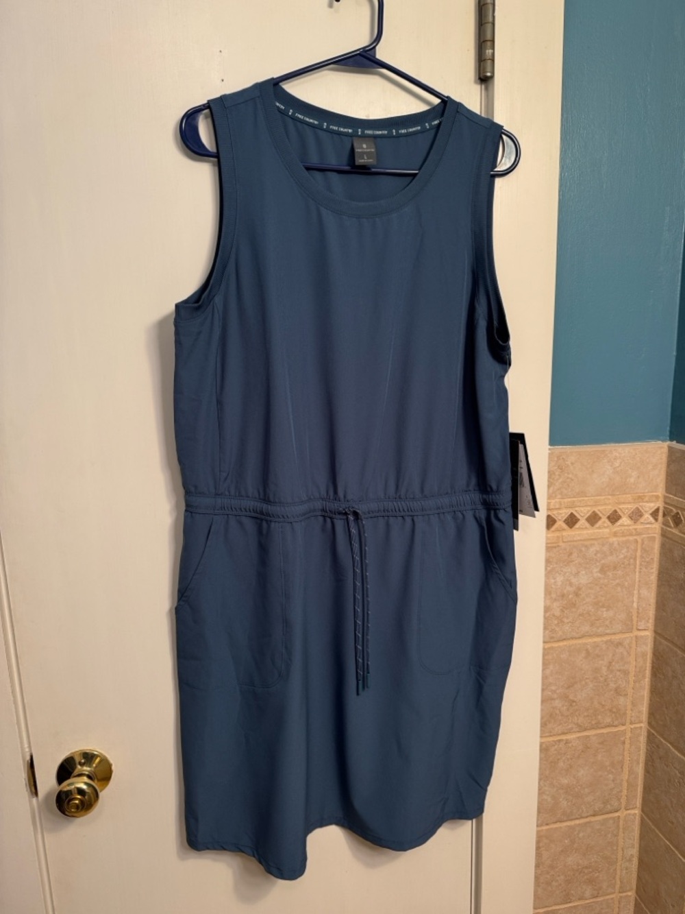 Sleeveless Navy Free Country Drawstring Pocket Dress NWT